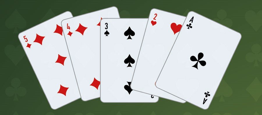 winning poker hands with five cards forming a straight