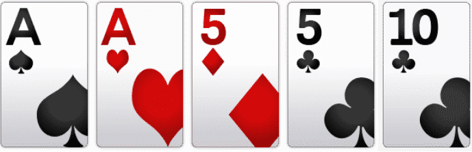 winning poker hands with five cards with a two pair