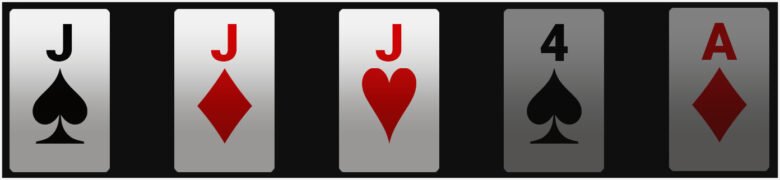 five cards forming a three-of-a-kind